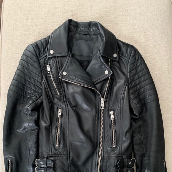 ALL SAINTS PAPIN BIKER LEATHER Jacket in Size 0 - Picture 2 of 8